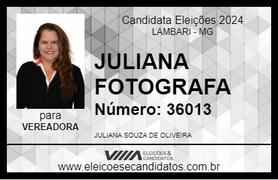 Candidato JULIANA FOTOGRAFA 2024 - LAMBARI - Eleições