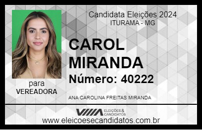 Candidato CAROL MIRANDA 2024 - ITURAMA - Eleições