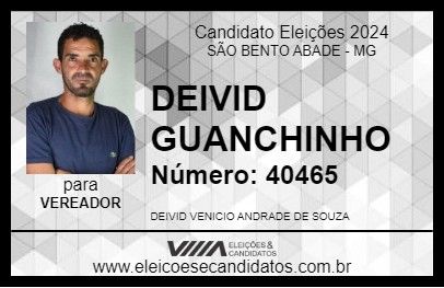 Candidato DEIVID GUANCHINHO 2024 - SÃO BENTO ABADE - Eleições