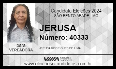 Candidato JERUSA 2024 - SÃO BENTO ABADE - Eleições