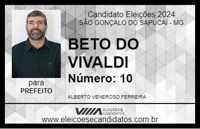 Candidato BETO DO VIVALDI 2024 - SÃO GONÇALO DO SAPUCAÍ - Eleições