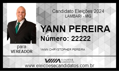 Candidato YANN PEREIRA 2024 - LAMBARI - Eleições