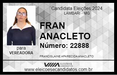 Candidato FRAN ANACLETO 2024 - LAMBARI - Eleições