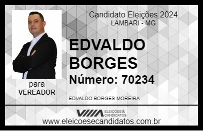 Candidato EDVALDO BORGES 2024 - LAMBARI - Eleições