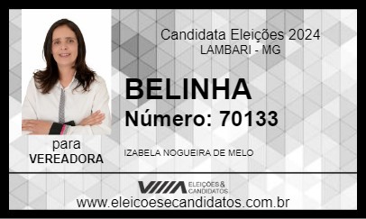 Candidato BELINHA 2024 - LAMBARI - Eleições