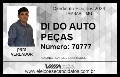 Candidato DI DO AUTO PEÇAS 2024 - LAMBARI - Eleições