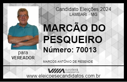 Candidato MARCÃO DO PESQUEIRO 2024 - LAMBARI - Eleições