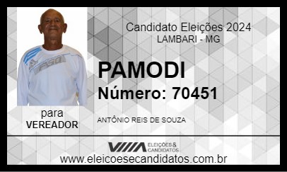 Candidato PAMODI 2024 - LAMBARI - Eleições