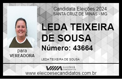 Candidato LEDA TEIXEIRA 2024 - SANTA CRUZ DE MINAS - Eleições