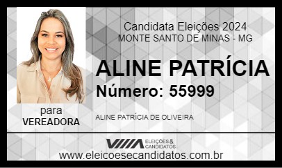 Candidato ALINE PATRÍCIA 2024 - MONTE SANTO DE MINAS - Eleições