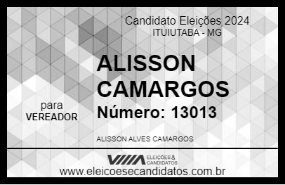 Candidato ALISSON CAMARGOS 2024 - ITUIUTABA - Eleições