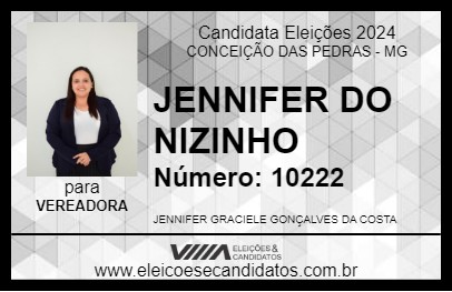 Candidato JENNIFER DO NIZINHO 2024 - CONCEIÇÃO DAS PEDRAS - Eleições