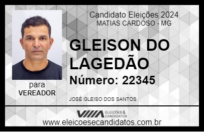 Candidato GLEISON DO LAGEDÃO 2024 - MATIAS CARDOSO - Eleições