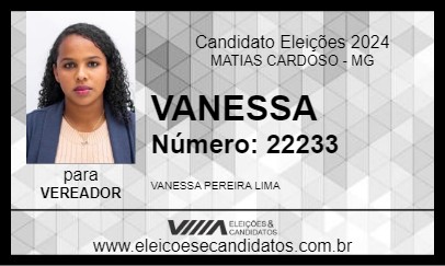 Candidato VANESSA 2024 - MATIAS CARDOSO - Eleições