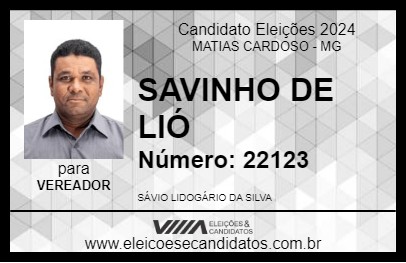 Candidato SAVINHO DE LIÓ 2024 - MATIAS CARDOSO - Eleições