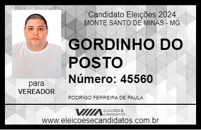 Candidato GORDINHO DO POSTO 2024 - MONTE SANTO DE MINAS - Eleições