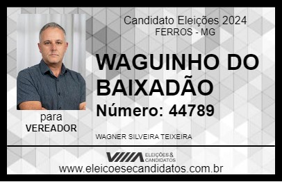 Candidato WAGUINHO DO BAIXADÃO 2024 - FERROS - Eleições