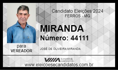 Candidato MIRANDA 2024 - FERROS - Eleições