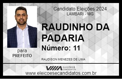 Candidato RAUDINHO DA PADARIA 2024 - LAMBARI - Eleições