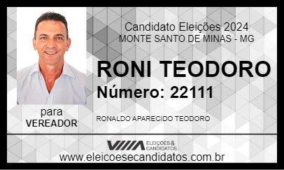 Candidato RONI TEODORO 2024 - MONTE SANTO DE MINAS - Eleições