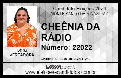 Candidato CHEÊNIA DA RÁDIO 2024 - MONTE SANTO DE MINAS - Eleições