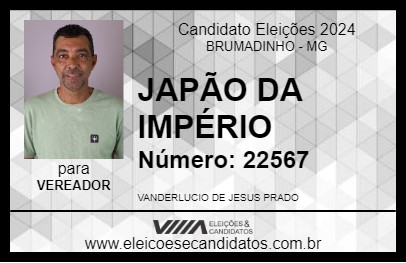 Candidato JAPÃO DA IMPÉRIO 2024 - BRUMADINHO - Eleições