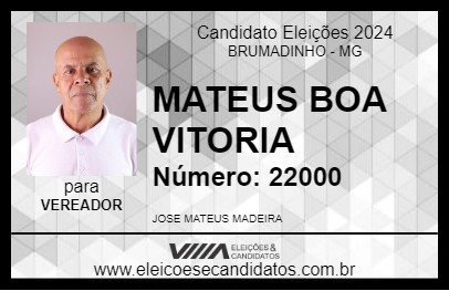 Candidato MATEUS BOA VITORIA 2024 - BRUMADINHO - Eleições