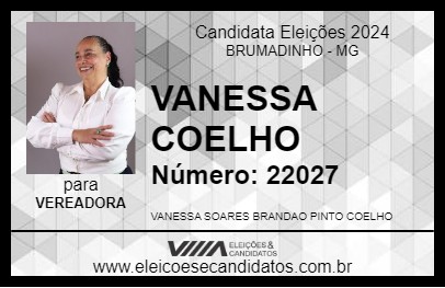 Candidato VANESSA COELHO 2024 - BRUMADINHO - Eleições