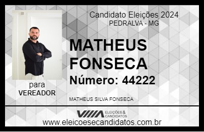 Candidato MATHEUS FONSECA 2024 - PEDRALVA - Eleições