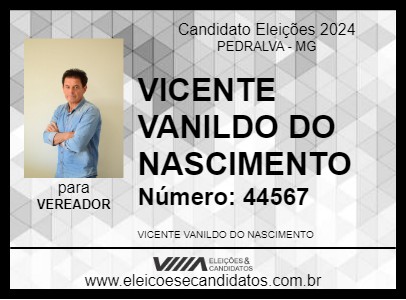 Candidato VICENTE VANILDO DO NASCIMENTO 2024 - PEDRALVA - Eleições