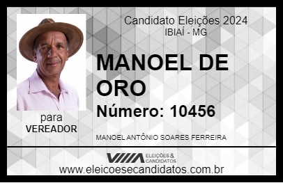 Candidato MANOEL DE ORO 2024 - IBIAÍ - Eleições