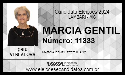 Candidato MÁRCIA GENTIL 2024 - LAMBARI - Eleições