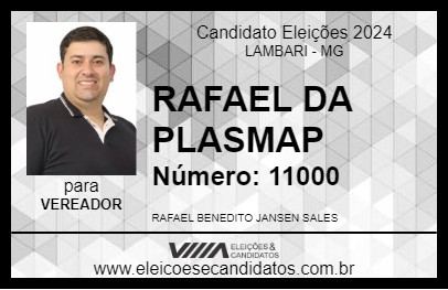 Candidato RAFAEL DA PLASMAP 2024 - LAMBARI - Eleições