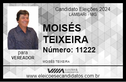 Candidato MOISÉS TEIXEIRA 2024 - LAMBARI - Eleições