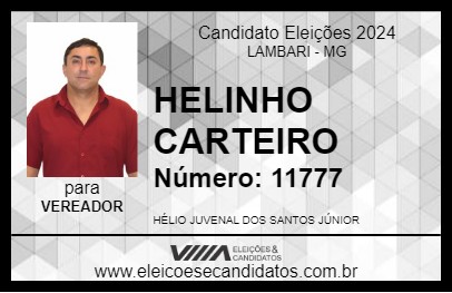 Candidato HELINHO CARTEIRO 2024 - LAMBARI - Eleições