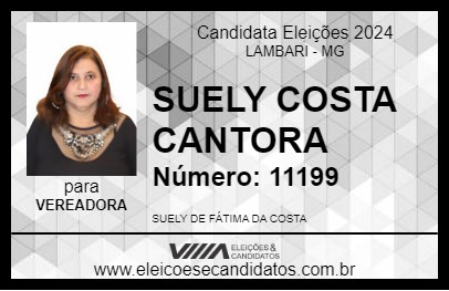 Candidato SUELY COSTA CANTORA 2024 - LAMBARI - Eleições