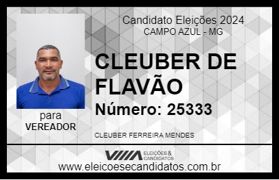 Candidato CLEUBER DE FLAVÃO 2024 - CAMPO AZUL - Eleições