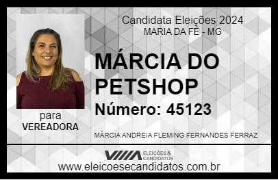 Candidato MÁRCIA DO PETSHOP 2024 - MARIA DA FÉ - Eleições