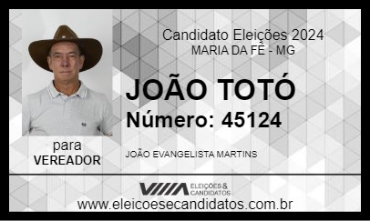 Candidato JOÃO TOTÓ 2024 - MARIA DA FÉ - Eleições