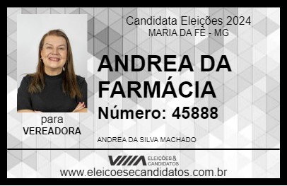 Candidato ANDREA DA FARMÁCIA 2024 - MARIA DA FÉ - Eleições