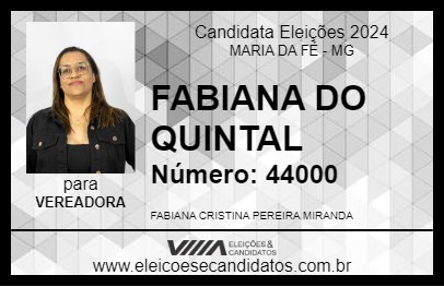 Candidato FABIANA DO QUINTAL 2024 - MARIA DA FÉ - Eleições