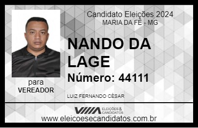 Candidato NANDO DA LAGE 2024 - MARIA DA FÉ - Eleições