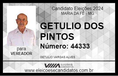 Candidato GETULIO DOS PINTOS 2024 - MARIA DA FÉ - Eleições