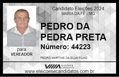 Candidato PEDRO DA PEDRA PRETA 2024 - MARIA DA FÉ - Eleições