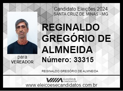 Candidato REGINALDO 2024 - SANTA CRUZ DE MINAS - Eleições