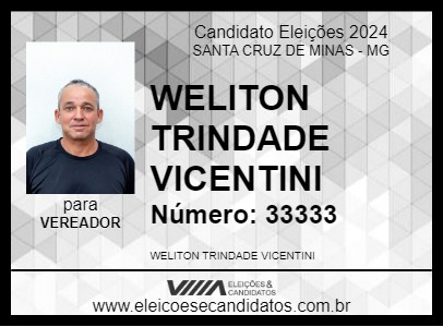 Candidato LILINHO VICENTINI 2024 - SANTA CRUZ DE MINAS - Eleições