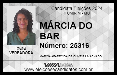 Candidato MÁRCIA DO BAR 2024 - ITUMIRIM - Eleições