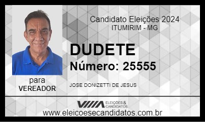 Candidato DUDETE 2024 - ITUMIRIM - Eleições