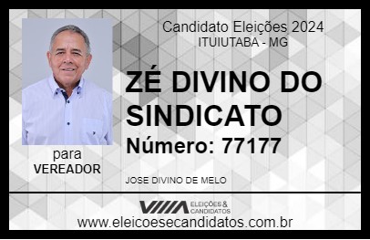 Candidato ZÉ DIVINO DO SINDICATO 2024 - ITUIUTABA - Eleições