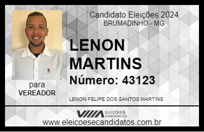 Candidato LENON MARTINS 2024 - BRUMADINHO - Eleições